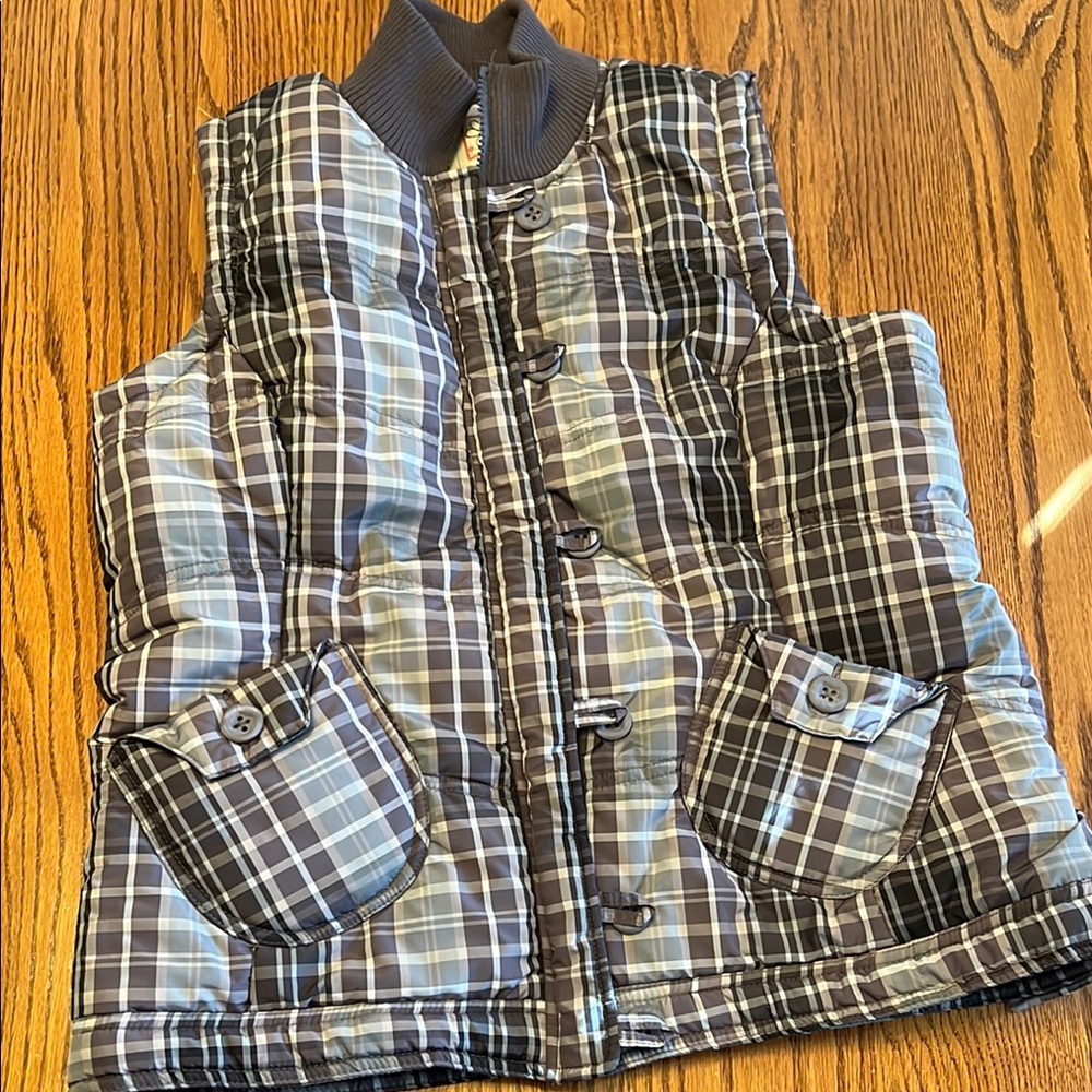 Aventura Blue, Grey and Black Quilted Plaid Vest